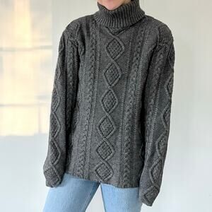 Vintage Eddie Bauer Wool Blend Turtleneck Sweater Gray Womens' Large